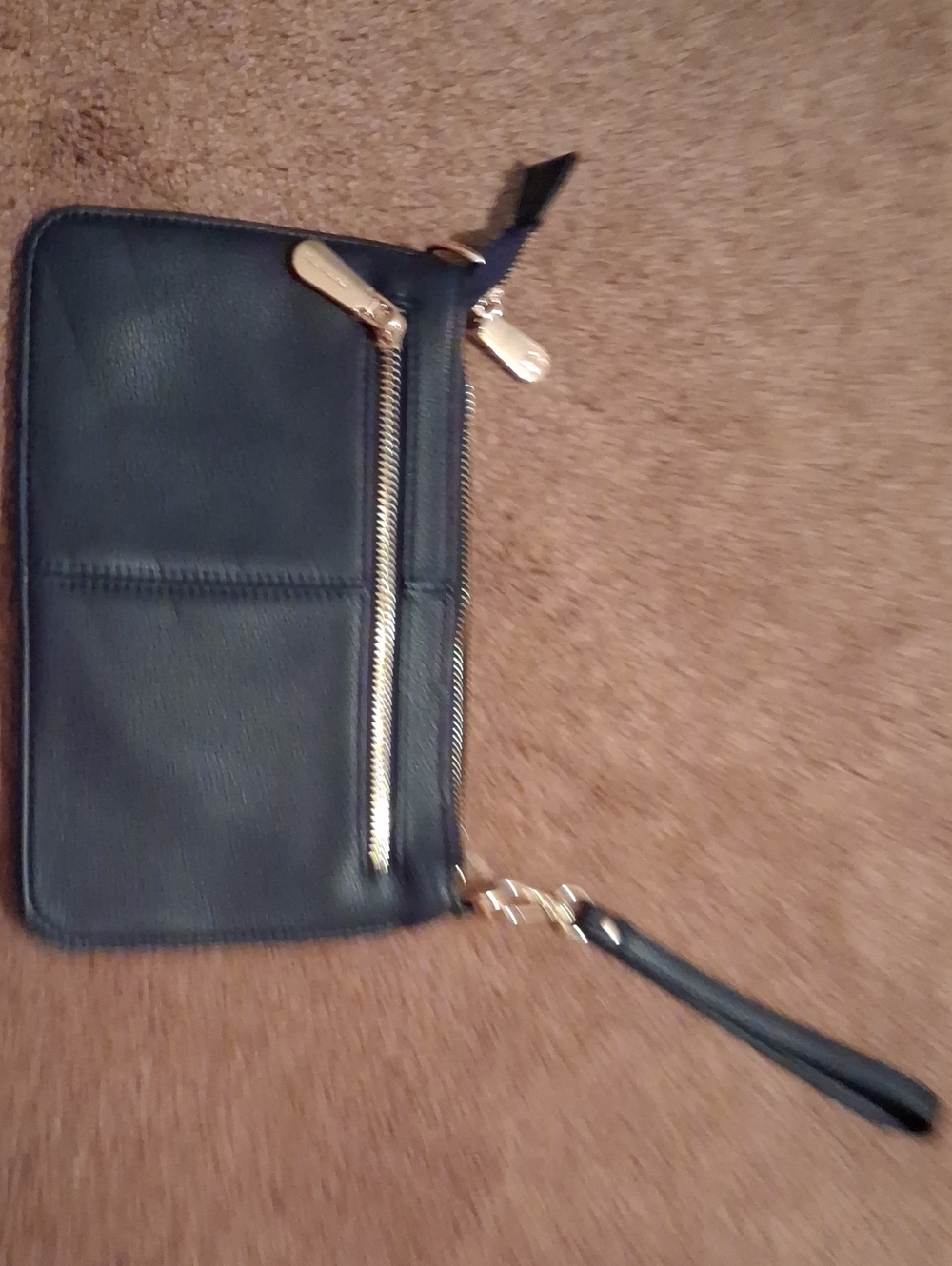 BOSTANTEN Pebbled Leather Wristlet Clutch Purse Organizer - Navy Blue